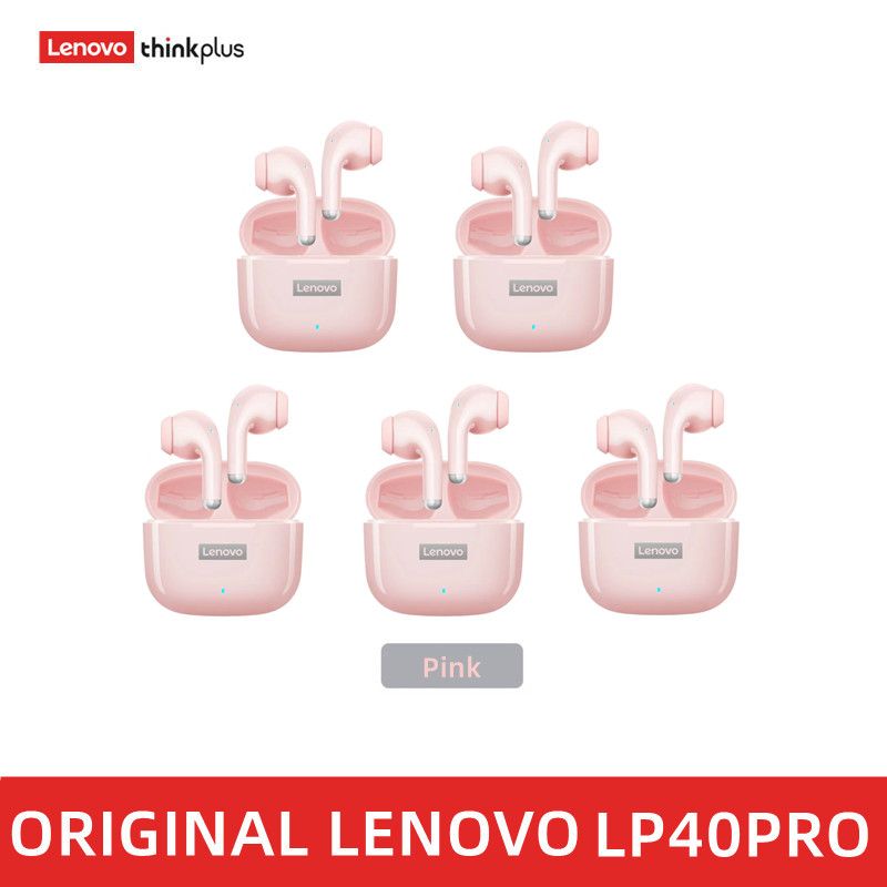 5 sztuk oryginalne bezprzewodowe słuchawki Lenovo LP40 PRO Bluetooth 5.0 podwójna redukcja szumów stereo Bass sterowanie dotykowe długi czas czuwania: Black