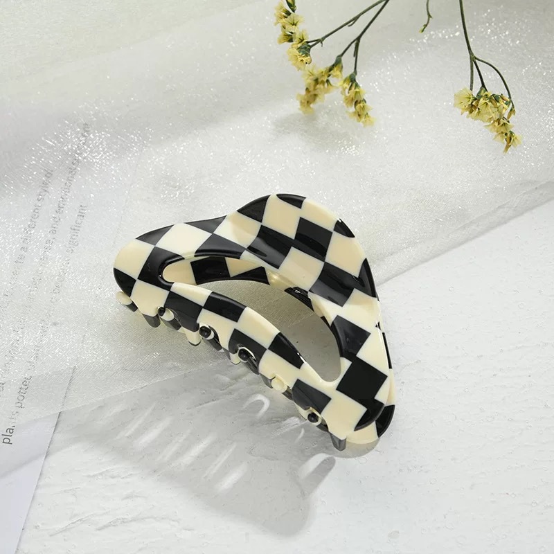 Bilandi 2021 nowa koreańska krata akrylowe spinki do włosów kwadratowy geometryczny rekin klips do włosów akcesoria do nakrycia głowy kobiety dziewczyna Drop Shipping: No 8-9cm