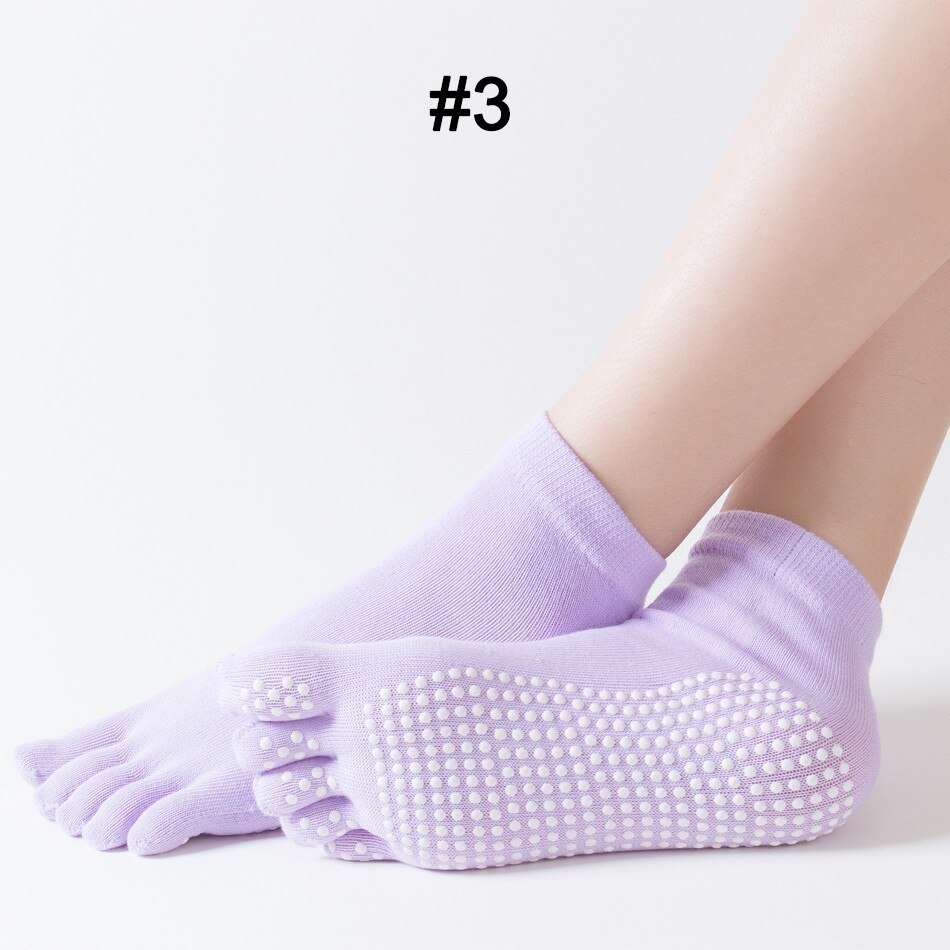 WorthWhile 1 Pair Women Sports Yoga Socks Five Finger Slipper Anti Slip Lady Pilates Ballet Heel Dance Protector: L-Purple