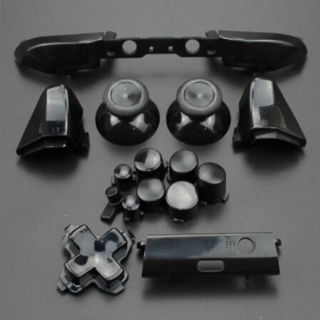 JCD Plastic&Chrome Plating Full Button Set Dpad RT LT RB LB ABXY Guide ON OFF Buttons For Xbox One S Controller Gamepad Repair: Black