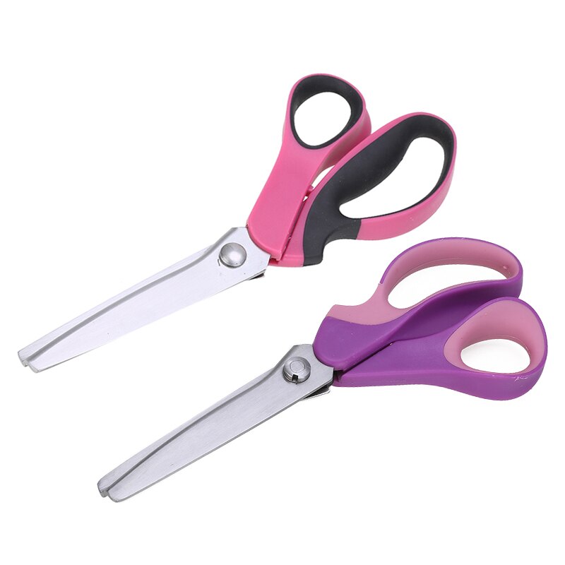 1pc sömnad skurna skräddare saxar rosa rostfria saxar klänningssydd tyg sax hantverk sicksack sax
