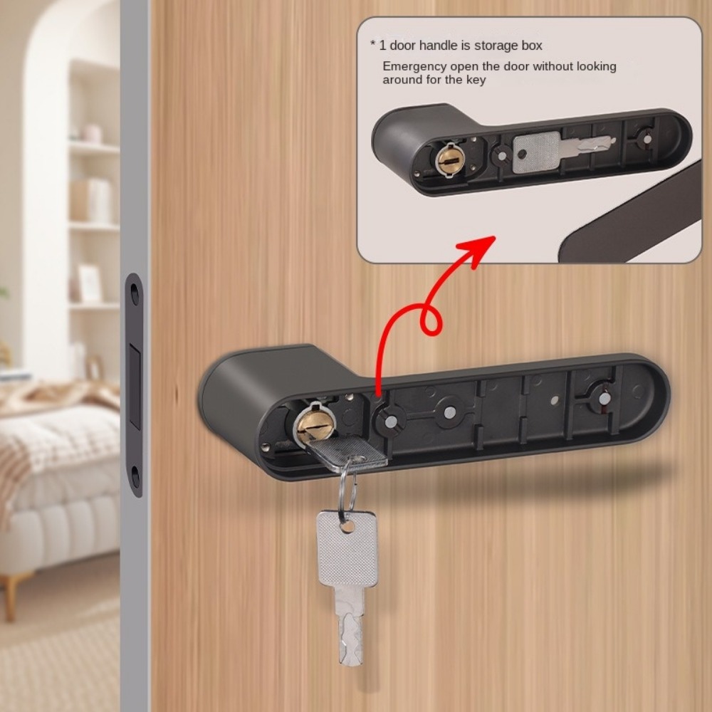 European One-word Handle Door Lock Hidden Keyhole Suitable for Bedroom Study Magnetic Silent Door Lock Minimalist Ecology