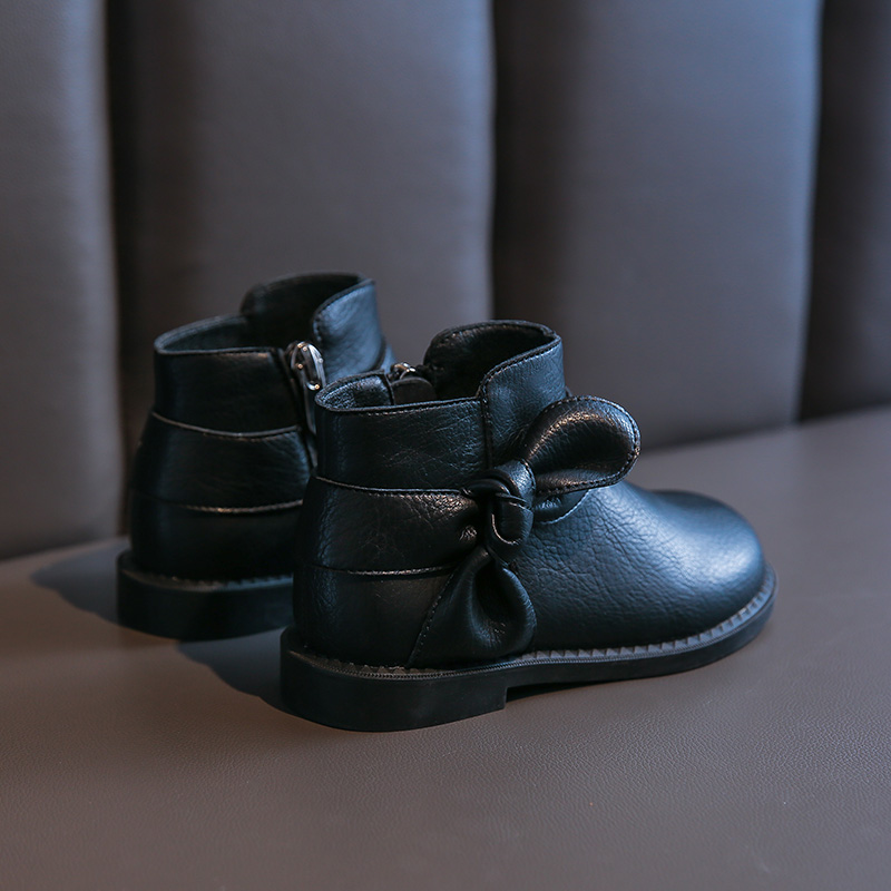 Winter Kinderen Prinses Laarzen Baby Meisjes Boog Enkellaars Kinderen Zachte Schoenen Peuter Zwarte Laarzen Mode Warme Laarzen