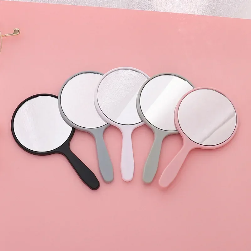 1pc håndholdte makeupspejle rundt makeup-spejl med håndtag, kompakt håndspejl til kvinder
