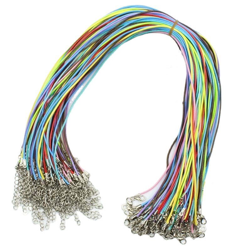 10pcs 1.5mm Black Multicolor Leather Cord Adjustable Chains Braided 45cm Rope For DIY Necklace Bracelet Jewelry Making Findings