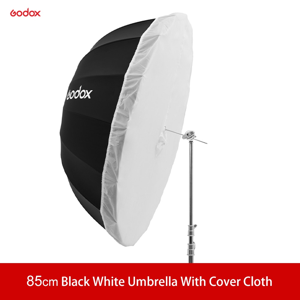 Godox UB-85W 33.5inch85CM Parabolische Zwart Wit Reflecterende Paraplu Studio Licht Paraplu Met Zwart Zilver Diffuser Cover Doek: Black