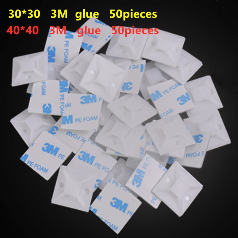 100 pieces of 3M adhesive self-adhesive cable tie base bracket 30 * 30, 40 * 40 suction cup tie fixed base plastic clip position