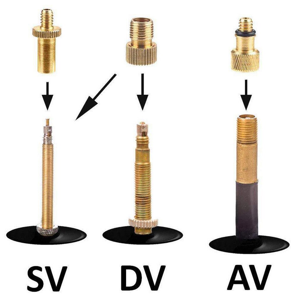 1 jeu de buses de Conversion de pompe à vélo en cuivre, outils d'adaptateur de coq à Air, anneau d'étanchéité de , adaptateur de Valve de vélo