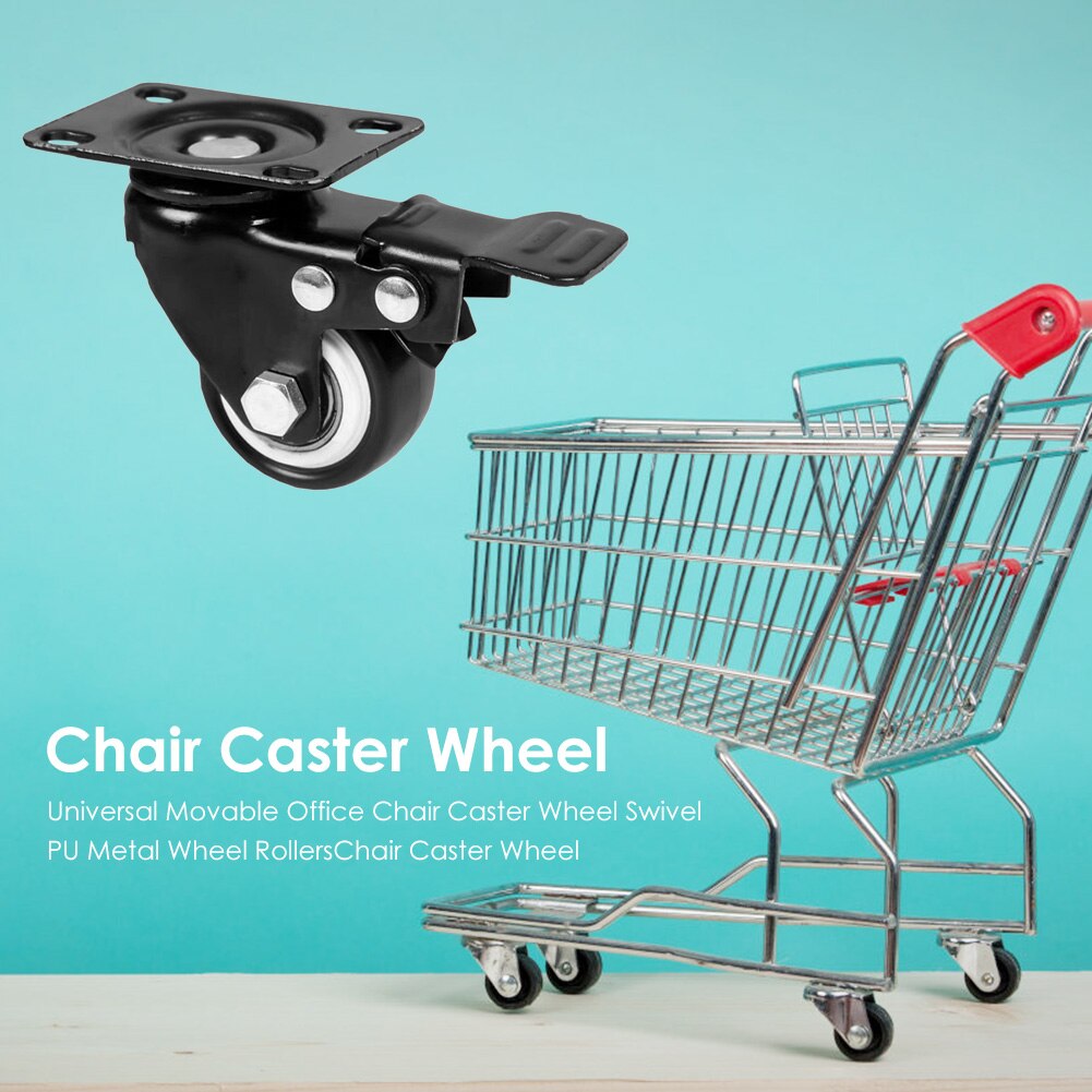 1PC Universal Movable Office Chair Caster Wheel Swivel PU Metal Wheels Rollers Replacement Soft Safe Rollers Furniture Hardware