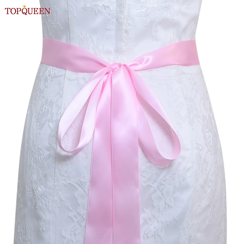 TOPQUEEN S419-G Jahrgang Blumen- Hochzeit Gürtel Smaragd Mutterschaft Schärpe Strass Blume Hüftgürtel Für Braut Kleid Kleid Applikationen: Rosa Schleife