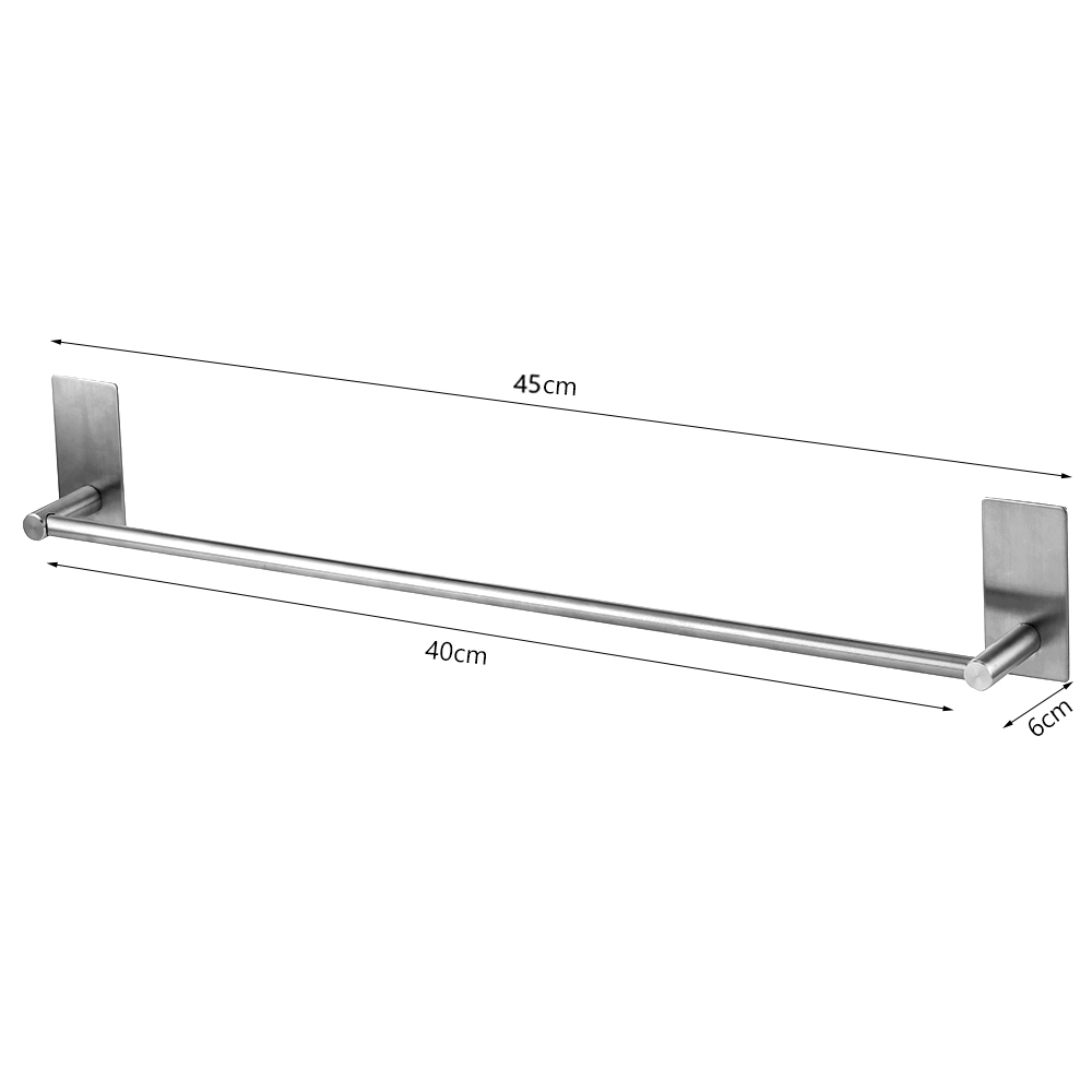 Roestvrij Staal Handdoek Bar Zelfklevende Badkamer Keuken Muur Gemonteerde Plank Rack Handdoek Hanger Thuis Badkamer Opslag Gereedschap: 40cm