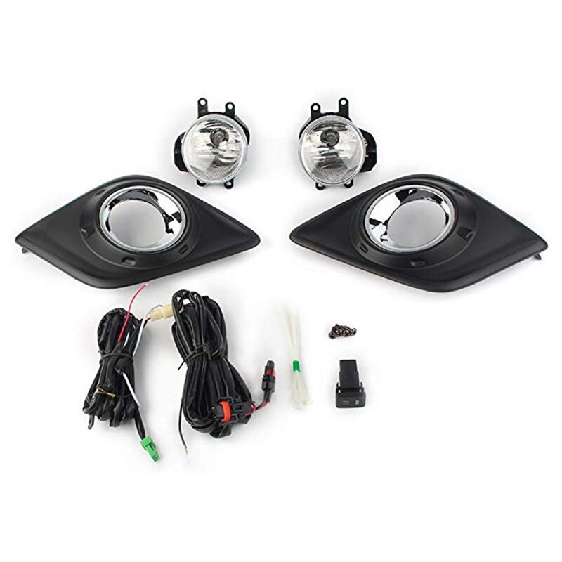 1Pair for Toyota Hilux Revo M70 M80 Fog Light Lamp with Bulb Harness Switch Chrome Trim Front Bumper Work Light