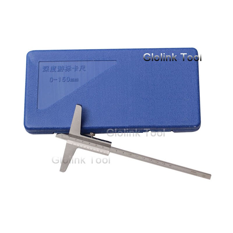 6" 0-150mm Depth Vernier Caliper 0.02 Carbon Steel Metric Gauge Micrometer Measuring Tools: with box