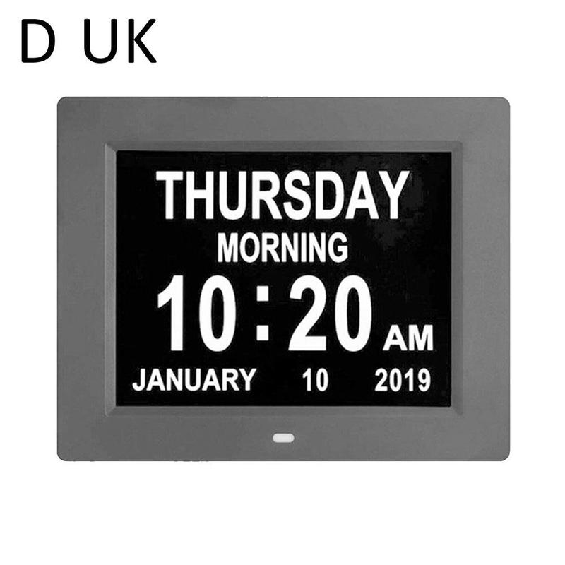 8 digital clock digital dia relógio led calendário hora data semana exibição visual com relógio para os idosos comprometimento adequado eletrônico t6a8: D