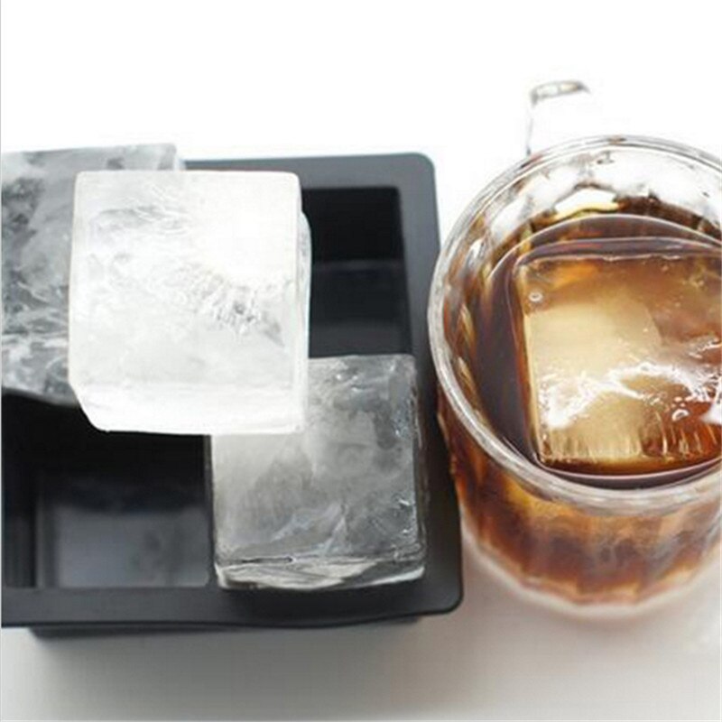 4 Hole Big Cube Jumbo Large Silicone Ice Cube Square Tray Mold Mould Ice Cube Maker Kitchen Accessories
