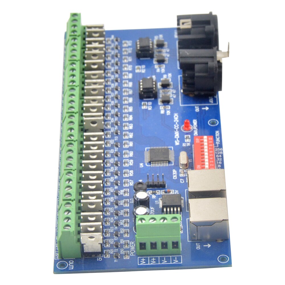 Gemeenschappelijke Kathode 24CH Led DMX512 Decoder DC12V-24V 24A 24 Kanaals 8 Groep Dmx Decoder DMX512 Xrl 3P Led Controller