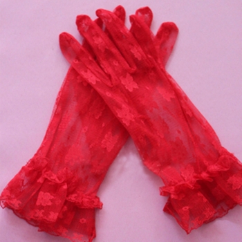 Guantes de encaje de color blanco/encaje de color marfil para mujer, longitud de la muñeca, para boda, dedo corto, accesorios de boda, guantes para de graduación, guantes para juegos de disfraces: Rojo