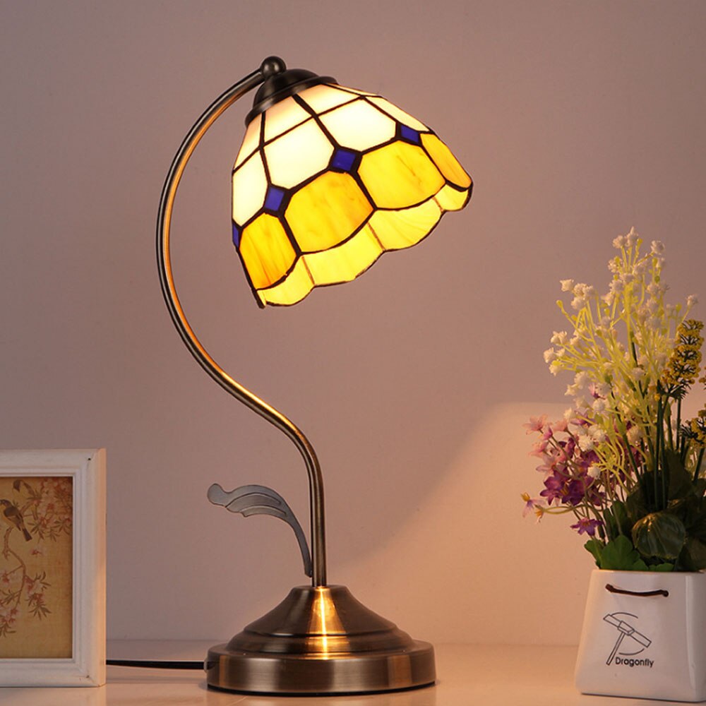 Lampe de table LED Vintage pour chambre à coucher lampe de table latérale E27 lampe de mosaïque en verre teinté lampe de table décorative d'intérieur: B