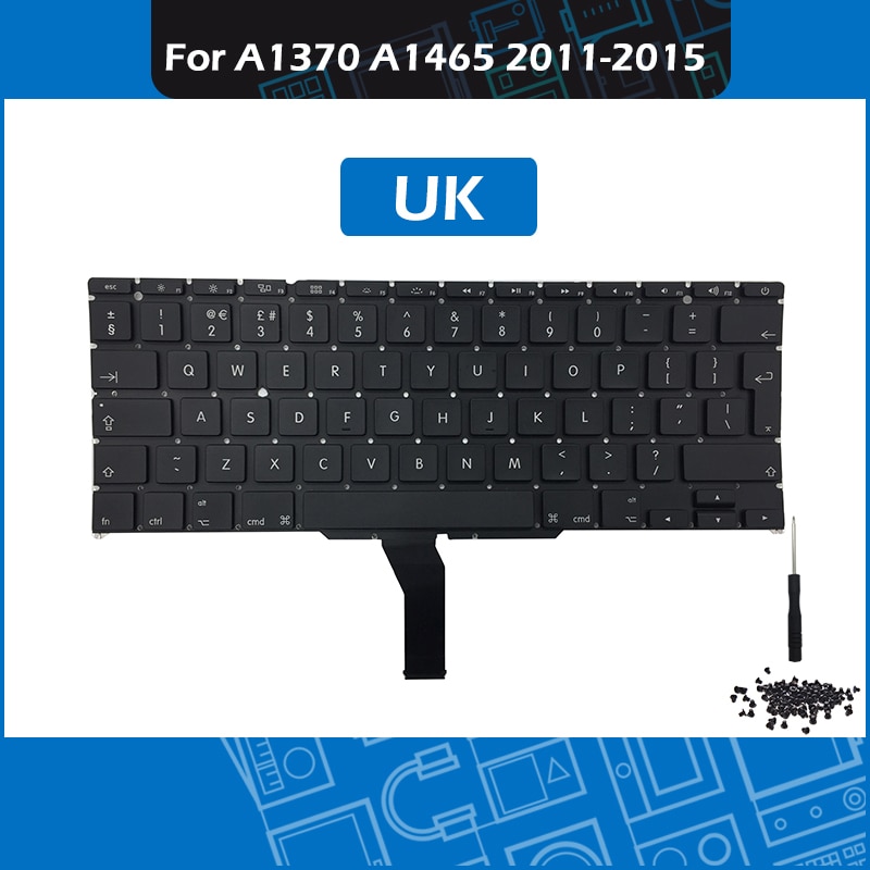 Volledige UK Layout A1465 Toetsenbord voor Macbook Air 11 "A1370 A1465 Vervanging Toetsenbord Jaar