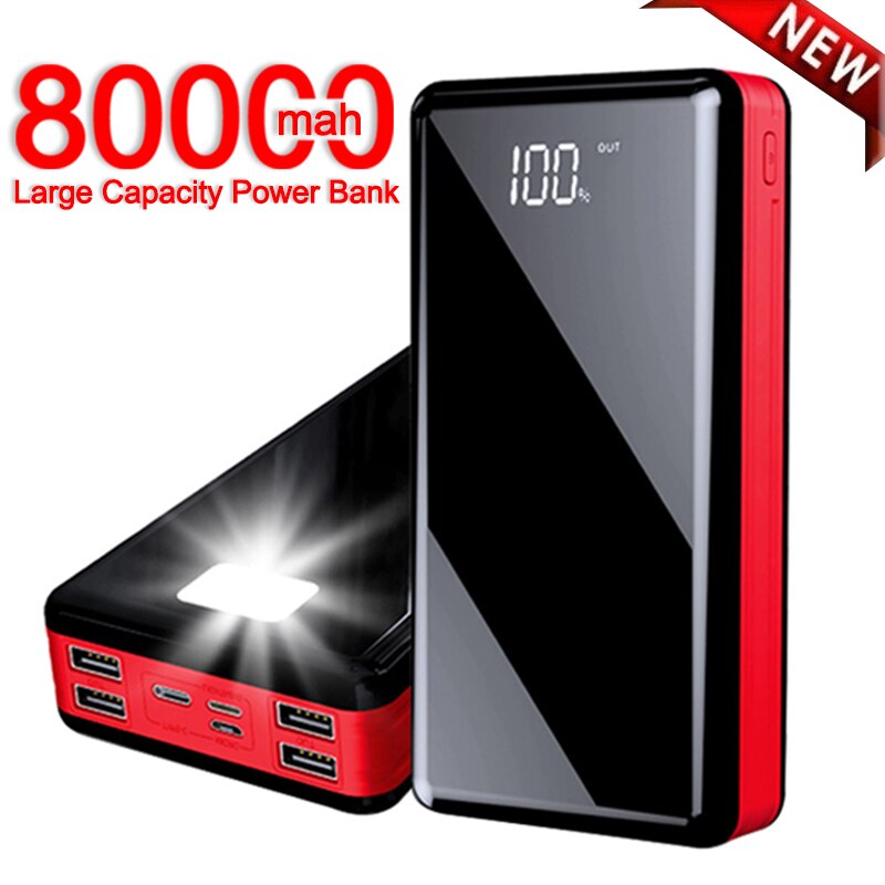 80000Mah Power Bank Draagbare Hoge Capaciteit Mobiele Telefoon Outdoor Reizen Snelle Oplader Voor Xiaomi Samsung Iphone