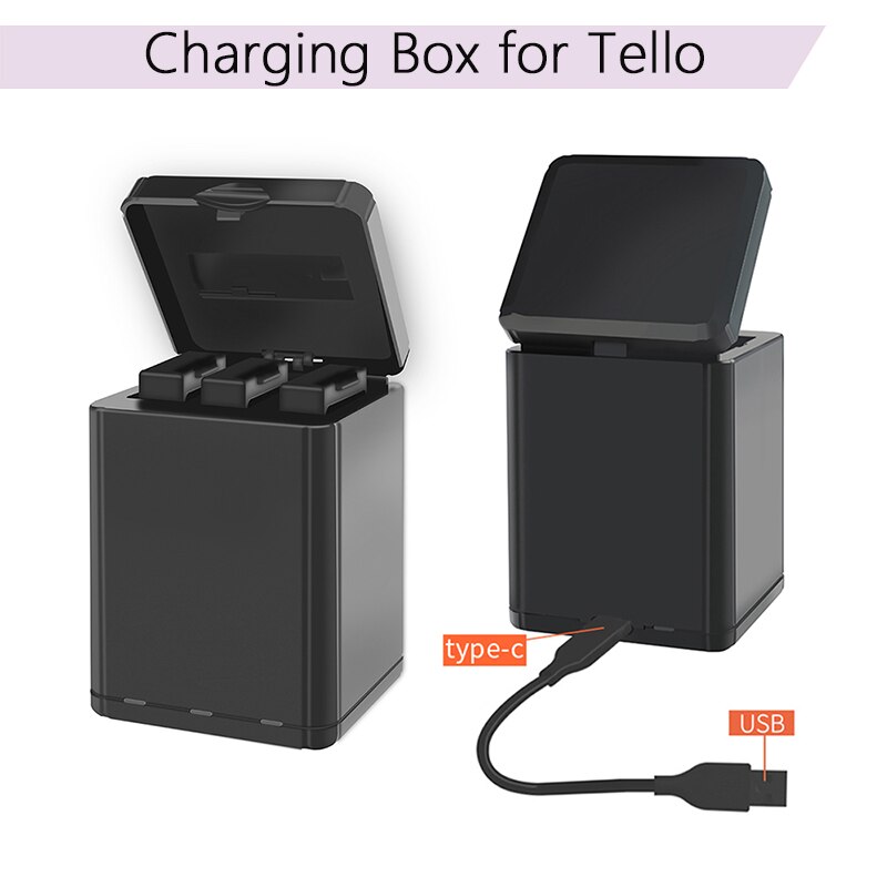 3 IN 1 Smart Charger USB Opladen Opbergdoos Intelligente Quick Battery Charger Hub voor DJI Tello Type-c kabel Drone Accessoires