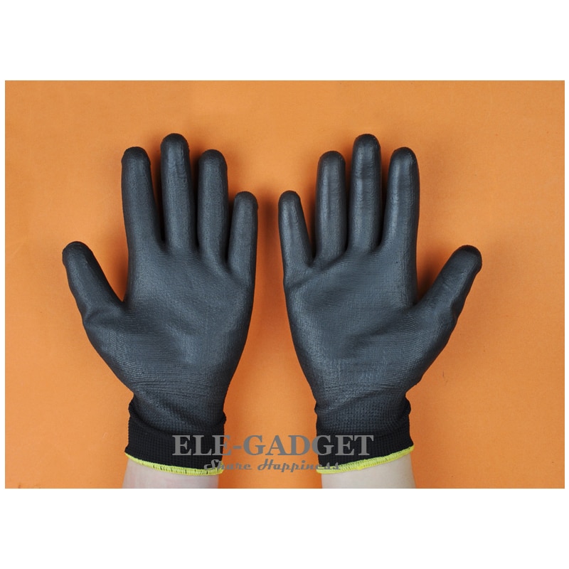 Guantes de seguridad laboral recubiertos de PU, guantes de nailon tejidos para conductores y trabajadores, guantes de protección para jardinería 1 par