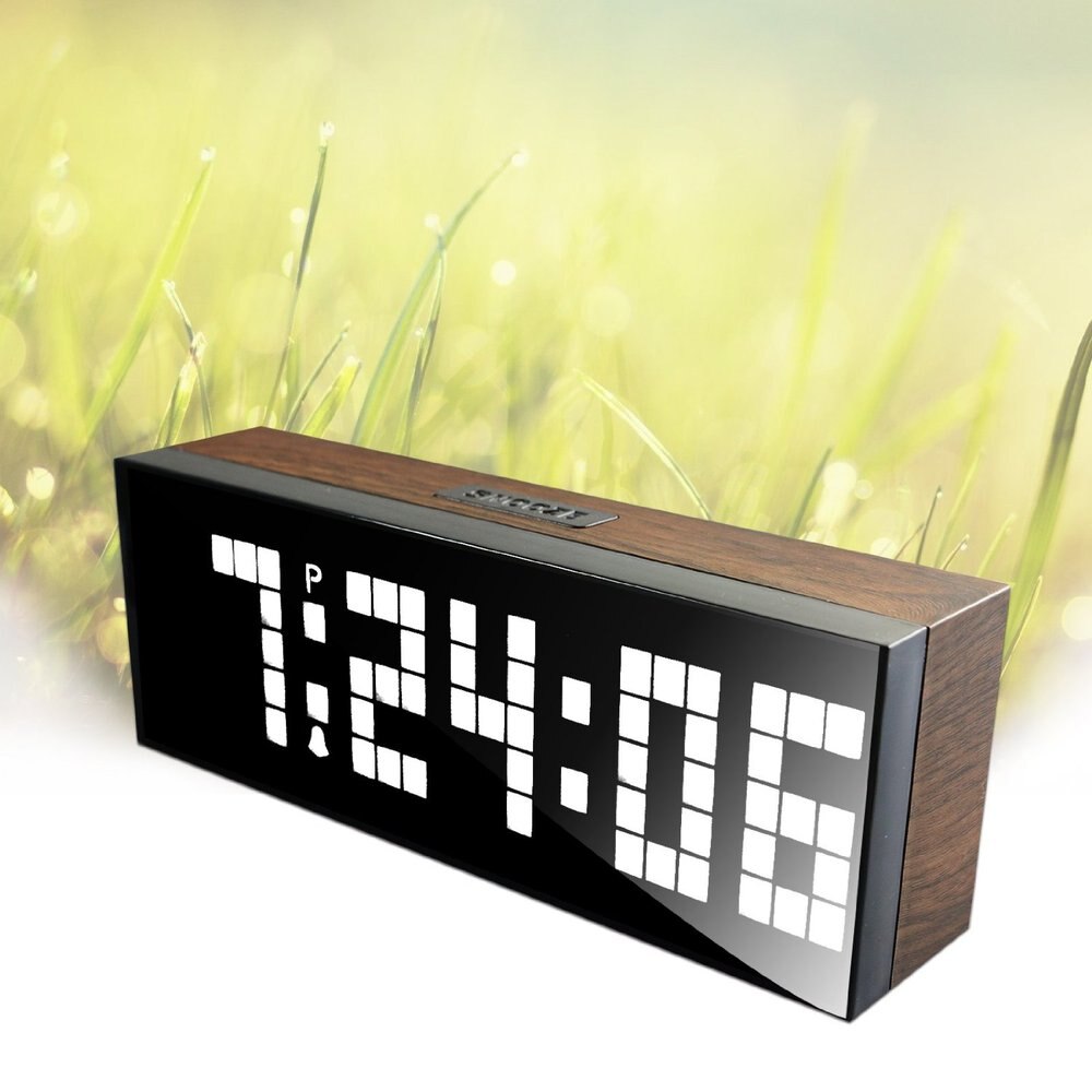 Led Wooden Clock Digital Wood Wall Watch Big Screen Dual Alarm Watch Bedside Snooze Kitchen Timer Office Temperature Date timer