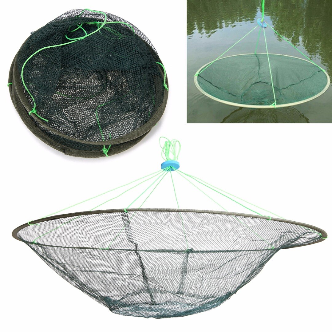 39''/100cm Fishing Net Green Landing Fishing Net Pier Harbour Pond Net For Catching Prawns Shrimps Crabs Fishing Tool