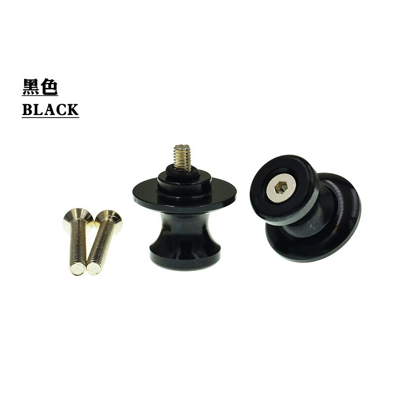 2 stk 6-8mm 10mm universell motorsykkel aluminiumslegering svingarm spoler gli stativ skruer til yamaha honda suzuki kawasaki: Svart / 10mm
