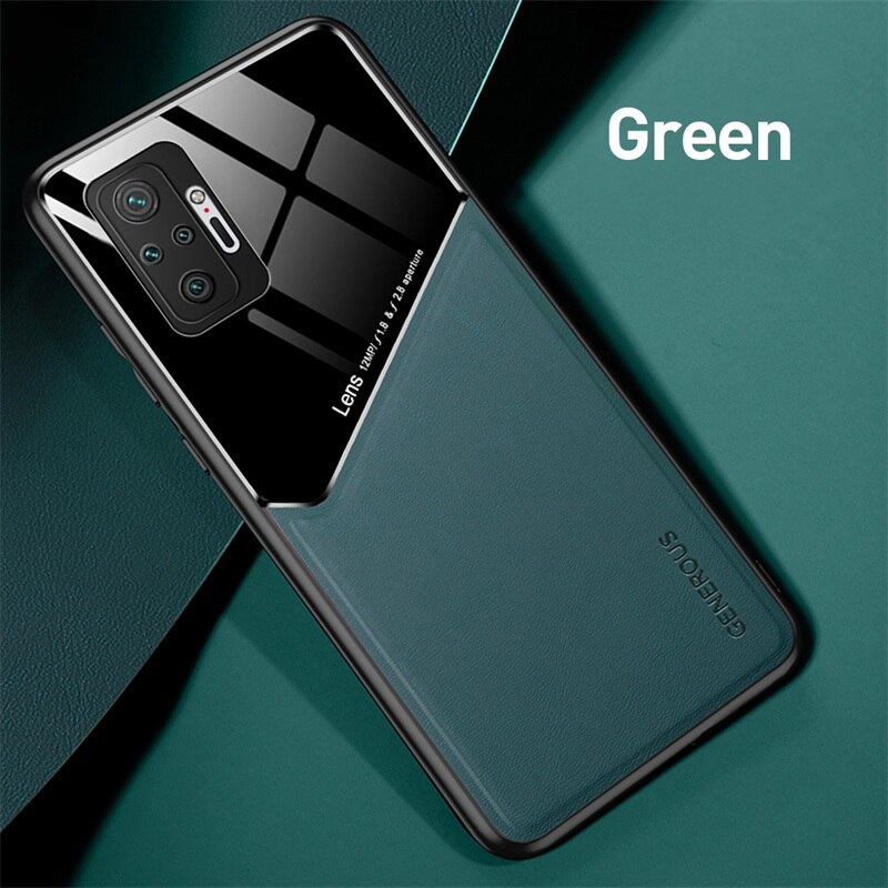 for redmi note 10 pro case leather texure car magnetic holder covers for xiaomi redmi note10 pro silicone frame shockproof coque: for Redmi Note10 4G / green