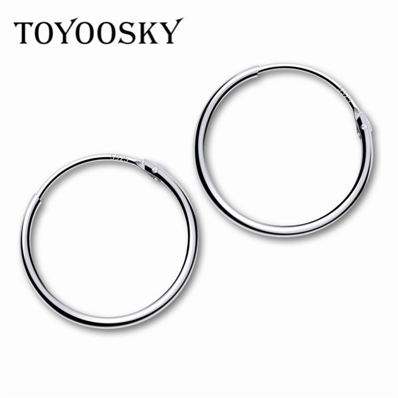 Pendientes de aro de hueso del oído para mujer, de plata de ley S925, tamaño grande 14mm 16mm 18mm 20mm, joyería circular redonda con hebilla