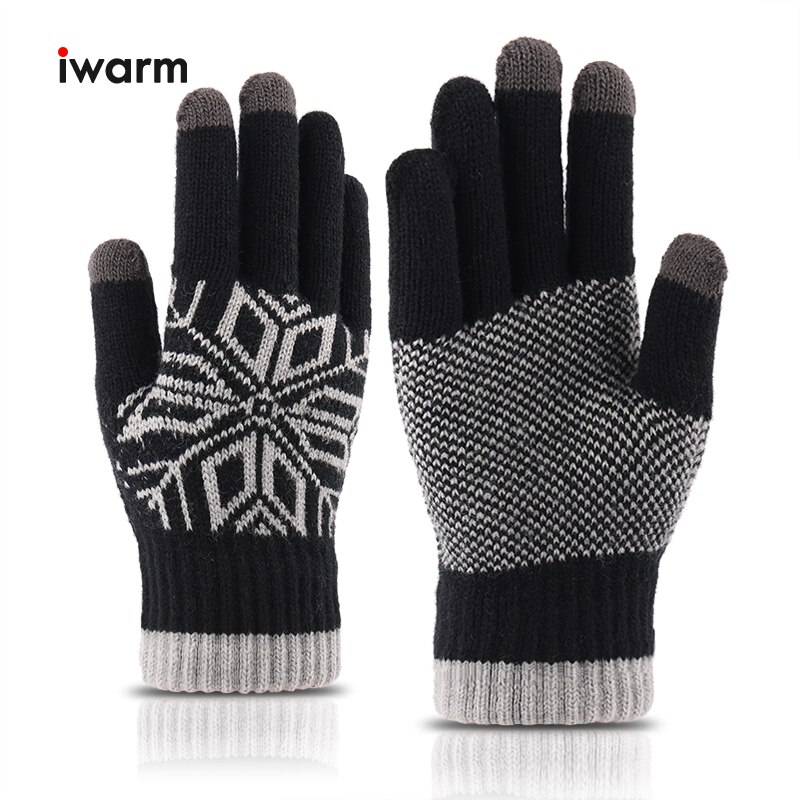 Iwarm Touch Screen Gloves Women's and Men's Knitted Gloves Autumn Winter Warm Thick Gloves