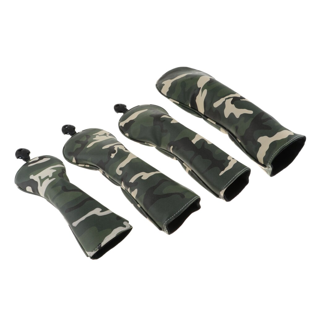 4 Stuks Pu Universele Waterdichte Golf Club Headcover 460cc Driver Hout Hoofd Covers 1 3 5 Ut Golf Club Head covers Vervanging: Camo Green