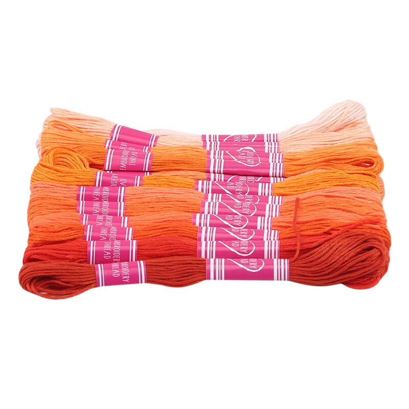 Unieke Stijl Borduurgaren Kruissteek Draad Steek Katoen Floss Naaien Strengen Craft Verschillende Gradiëntkleur: orange