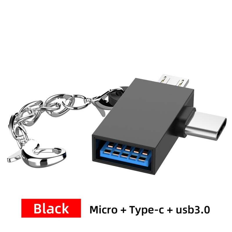 2 In 1 Otg Adapter Converter Type-C + Micro + Usb 3.0 Adapters Converters, voor Samsung Xiaomi Huawei Etc Android Mobiele Telefoon: 04