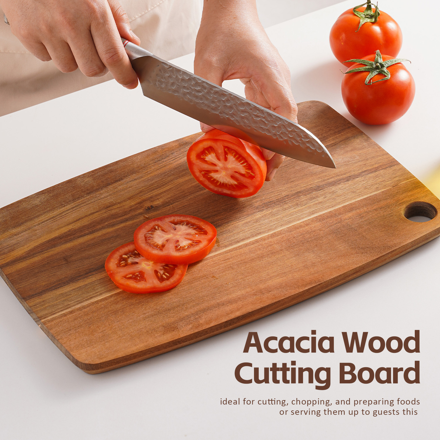 Acacia Wood Cutting Board Charcuterie Board Decorative Wooden Serving Board for Kitchen