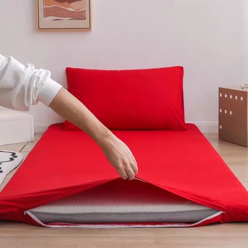 Wasart 360 ° Volledig Omsloten Met Ritssluiting Matrasbeschermer Couple/Student Enkele Dubbel Laken Bescherming Pad King Size: Twin / Light Grey