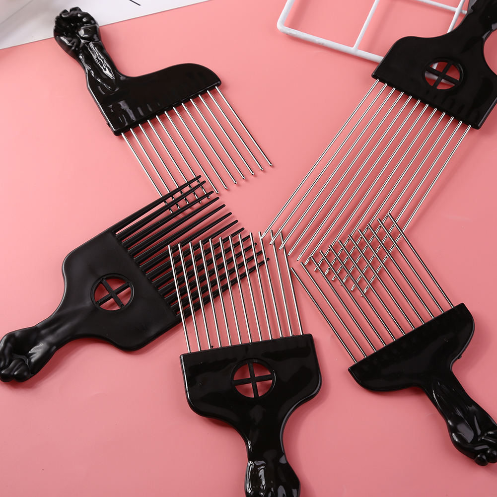 Salon Use Black Metal African American Pick Hair Wide Teeth Combs Afro Hair Comb For Hairdressing Styling Tool