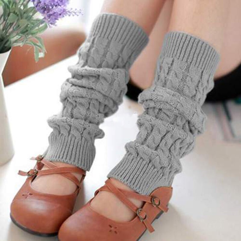 Jambières montantes en tricot pour femme, jambières, en laine, chaudes, solides, tenues d&#39;automne, hiver
