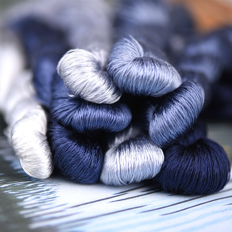 1pcs/400m silk embroidery thread / 100% silk thread /hand embroidery embroider cross stitch/ phthalo blue/8 pure colors