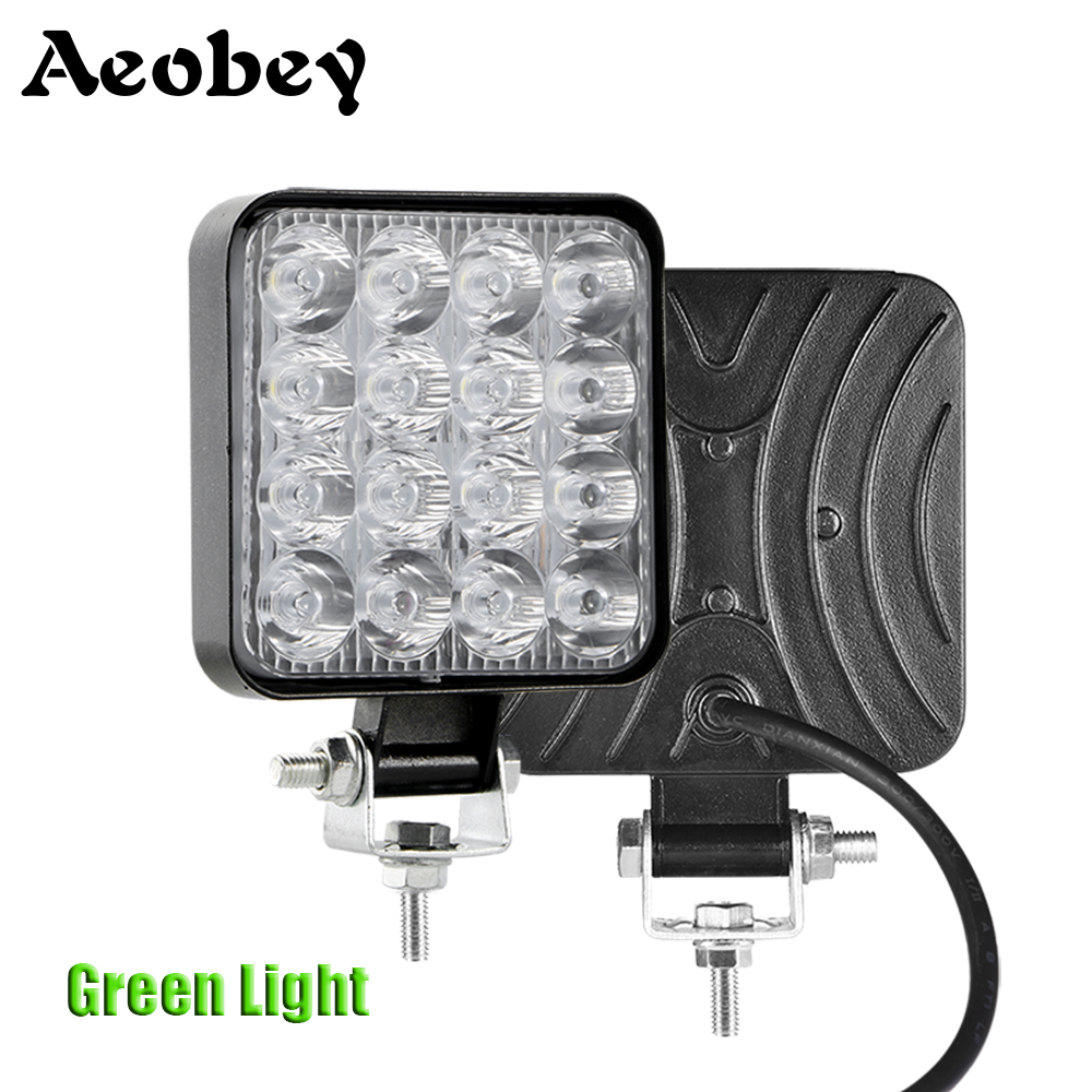 Barra de luz Led para coche, luz de trabajo verde de 48w, 16 barras para 4x4, todoterreno, SUV, ATV, Tractor, barco, camión, excavadora, 12V y 24V