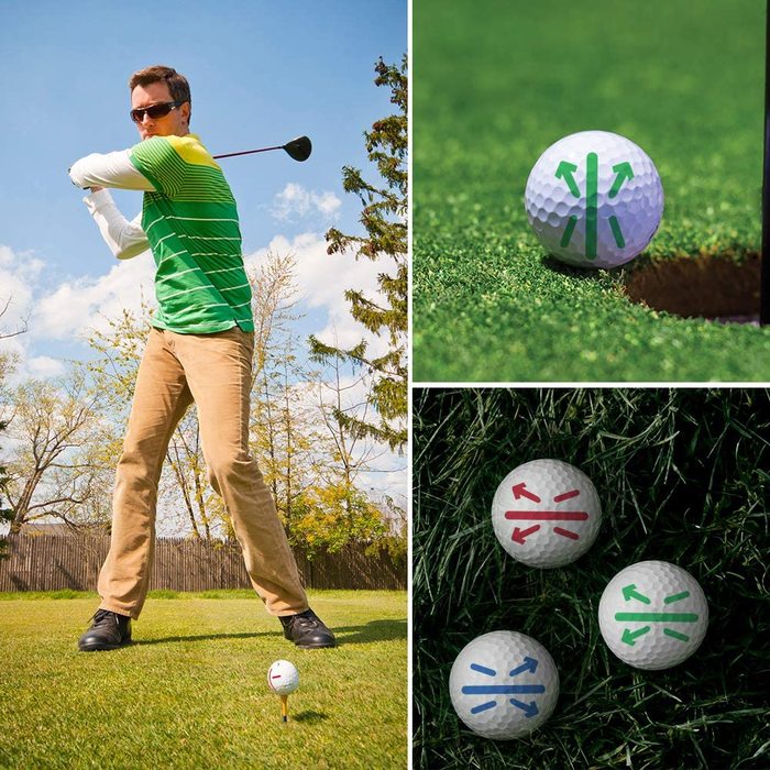 9 stk/sæt perfekt tegning justering golfbold linje markør værktøj 4 stk med 4 kuglepenne og 1 kugle rensepose træningstilbehør