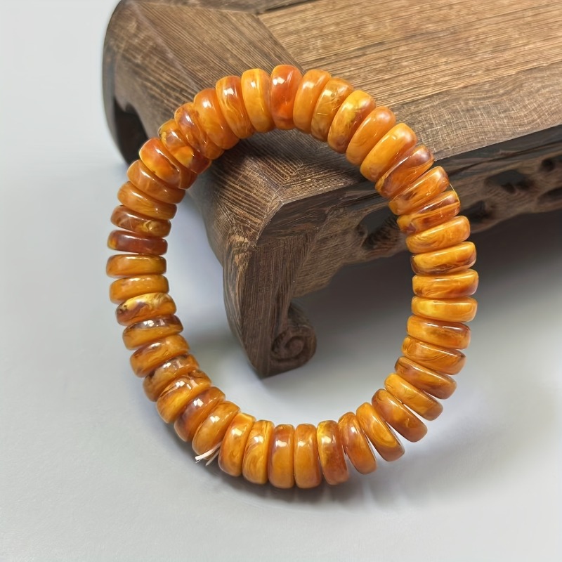 Amber bijenwas kralenarmband, enkele ringaccessoires voor heren en dames: Default Title