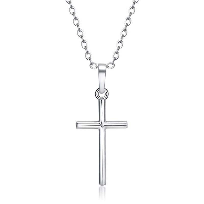 Simple Cross Chain Necklace for Women Men Jewelry Gold Sliver Color Pendant Necklaces Crucifix Christian Ornament