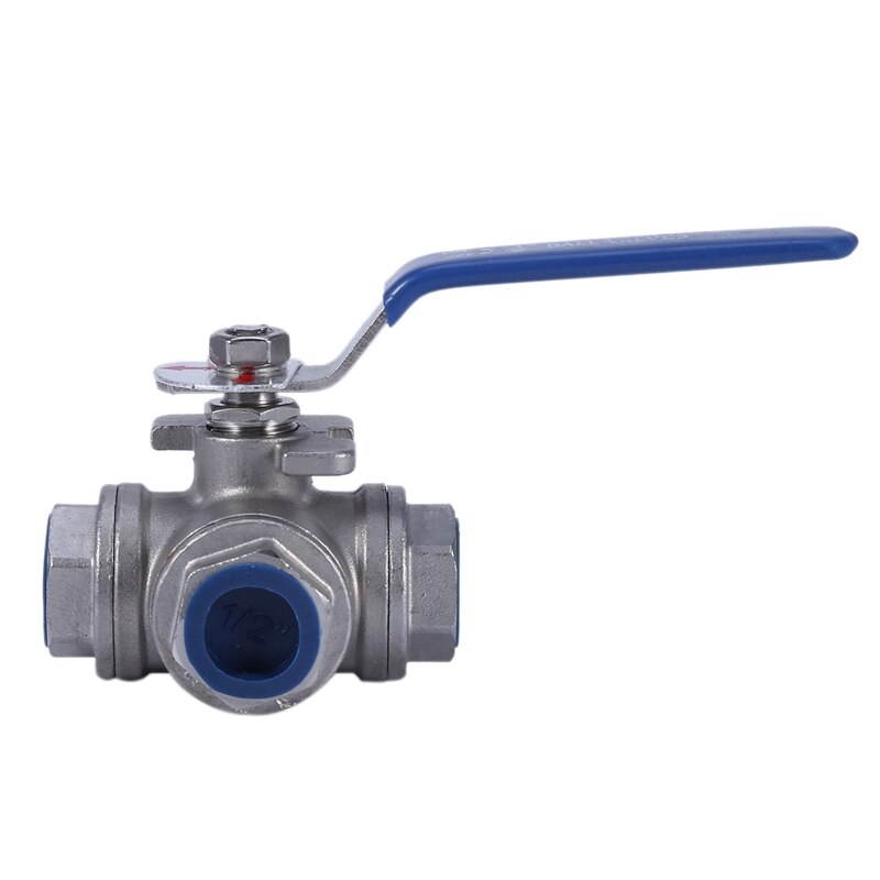 1Pcs DN15 Female 3 Way T-Type 304 Stainless Steel Ball Valve