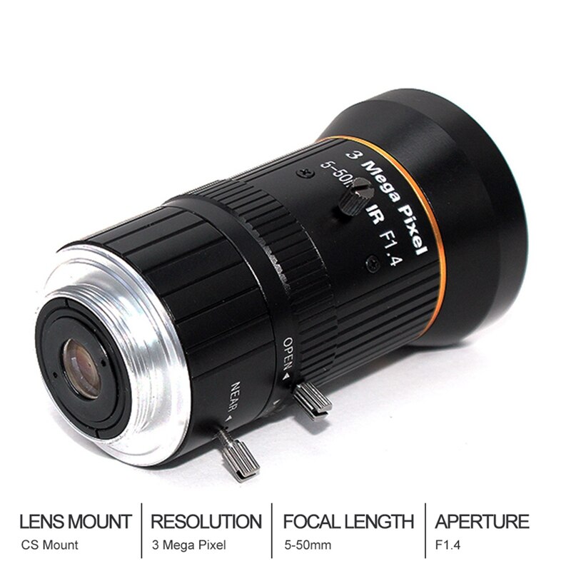 1/2.5 -zoll 3mp c-mount-zoomobjektiv für die raspberry pi hq-kamera mit imx 5-50mm 477 sensor, inklusive c-cs-adapter