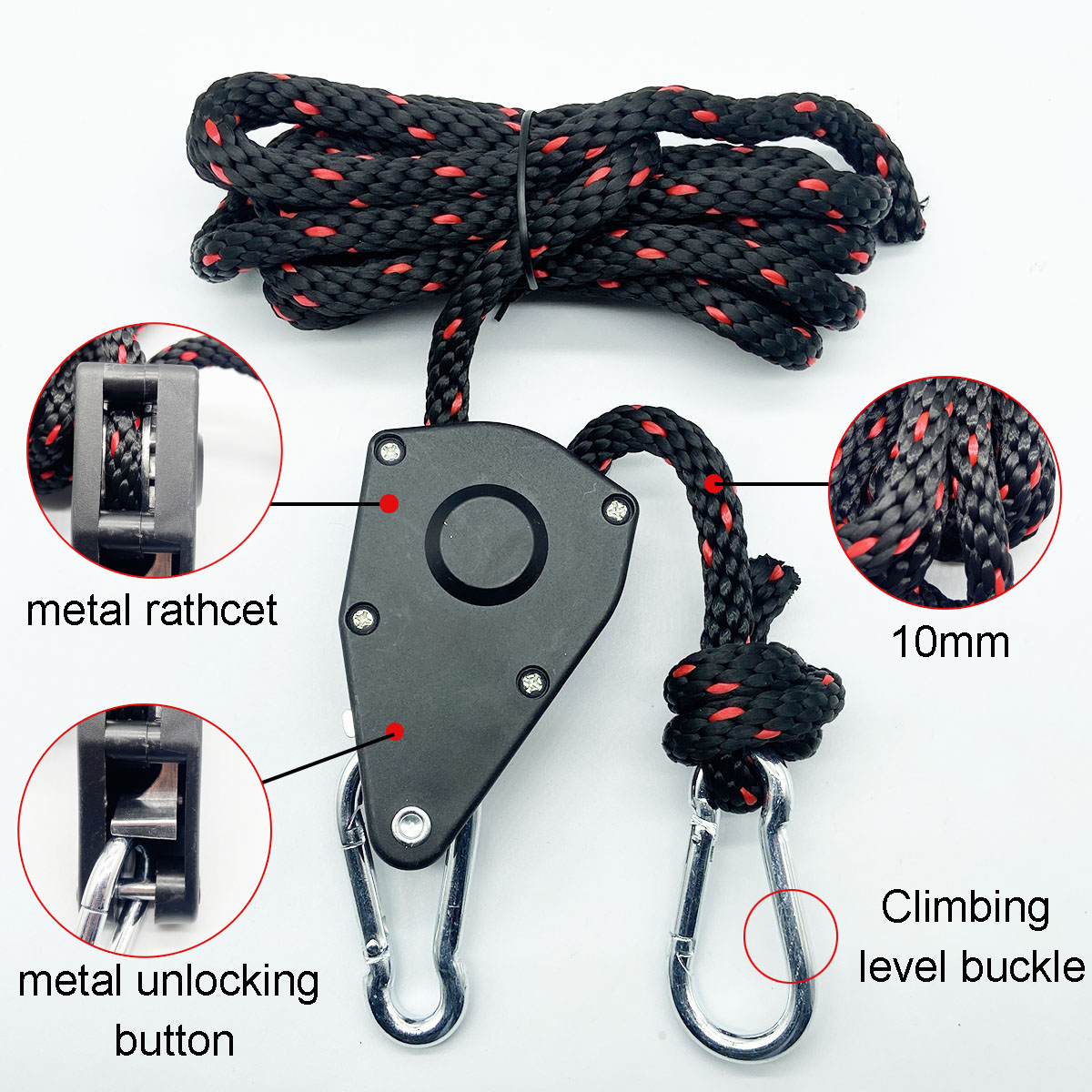 10mm 3/5/10m festetau kraftig tauhenger campingtelt tautrinse skraller kajakk kano båt baug akter