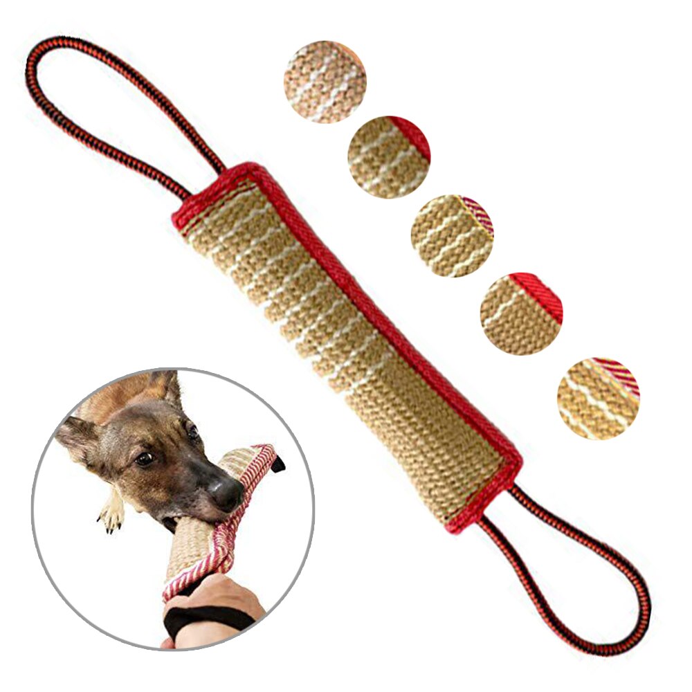 Coarse bite stick for bite bite and molar dog bite stick with 2 rope handles durable dog training chewing belt toy