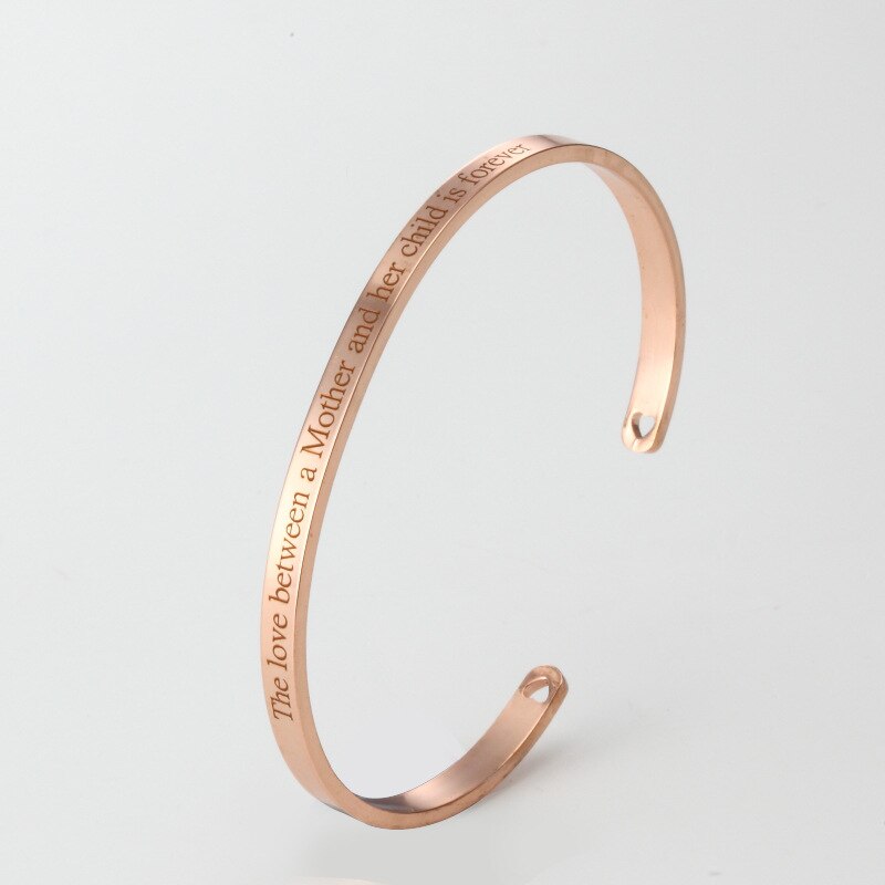 Inspirational Bracelet Classic Jewelry Lettering The love between a Mother and her child is Stainless Steel Bangle&Bracelet: rose gold