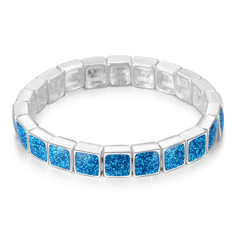 Synthetische Blue Fire Opal Vierkante Steen Armbanden Armbanden Voor Vrouwen Zilveren Kleur Armband Mode-sieraden Valentijnsdag